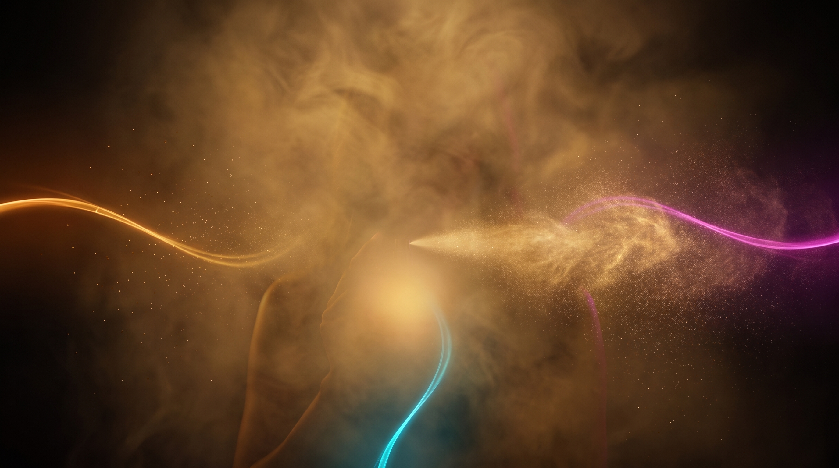 Campaign scene with golden fragrance mist