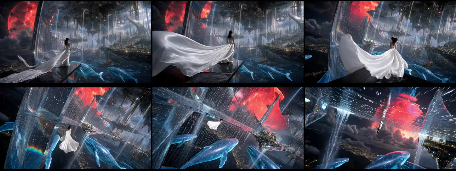 Six frames from the Grok Imagine (I2V), take A clip, in order from left to right and top to bottom