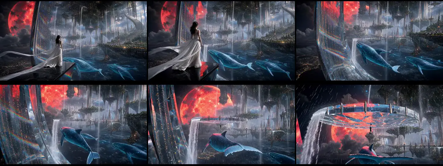 Six frames from the Grok Imagine (I2V), take B clip, in order from left to right and top to bottom