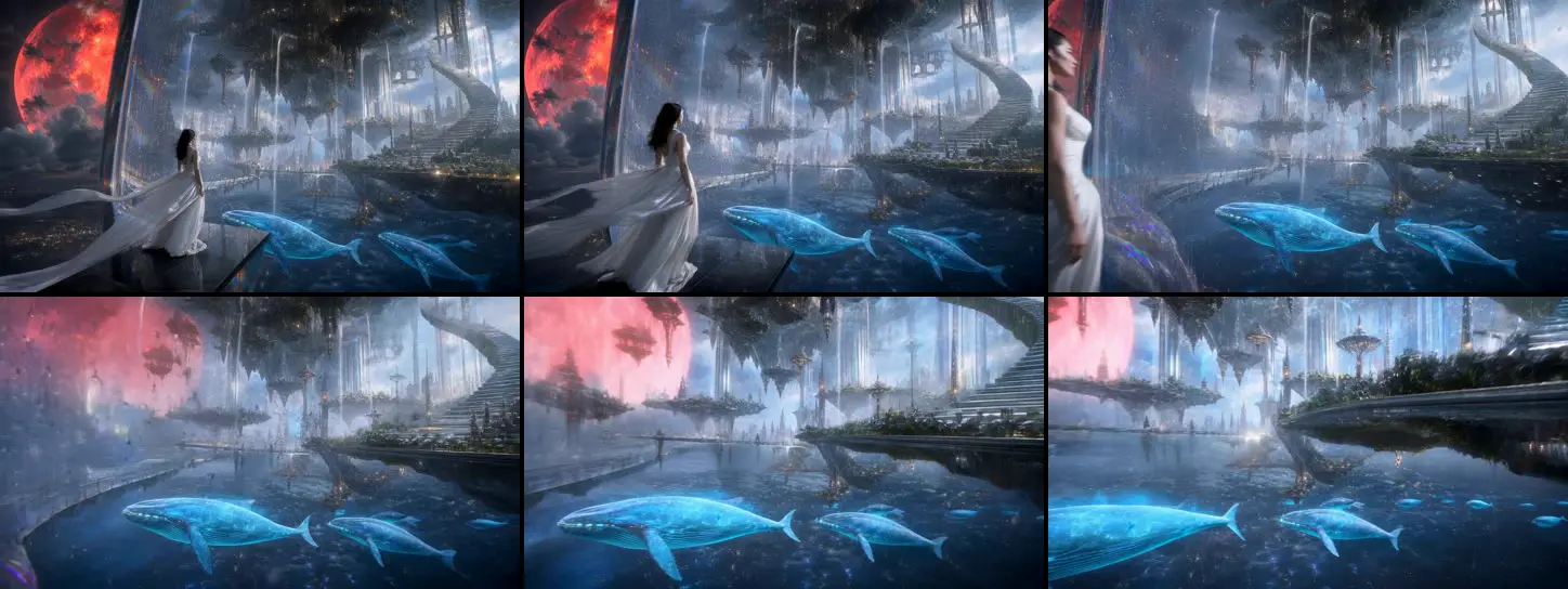 Six frames from the Hailuo 2.3 Standard clip, in order from left to right and top to bottom