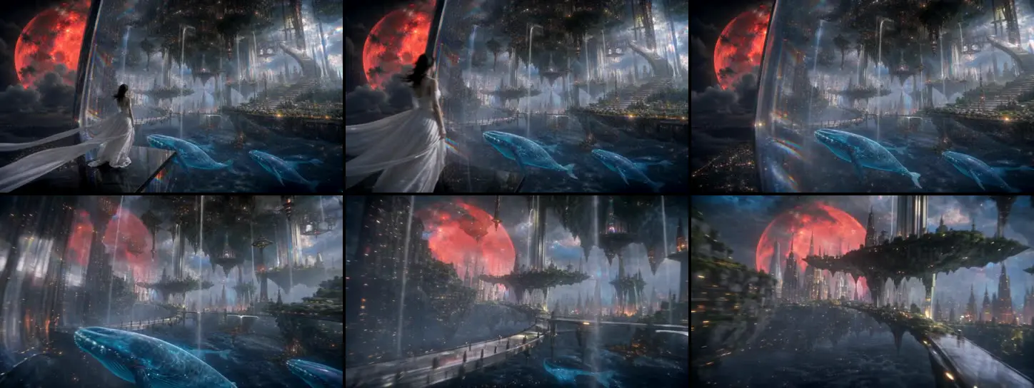 Six frames from the Seedance 2.5 clip, in order from left to right and top to bottom