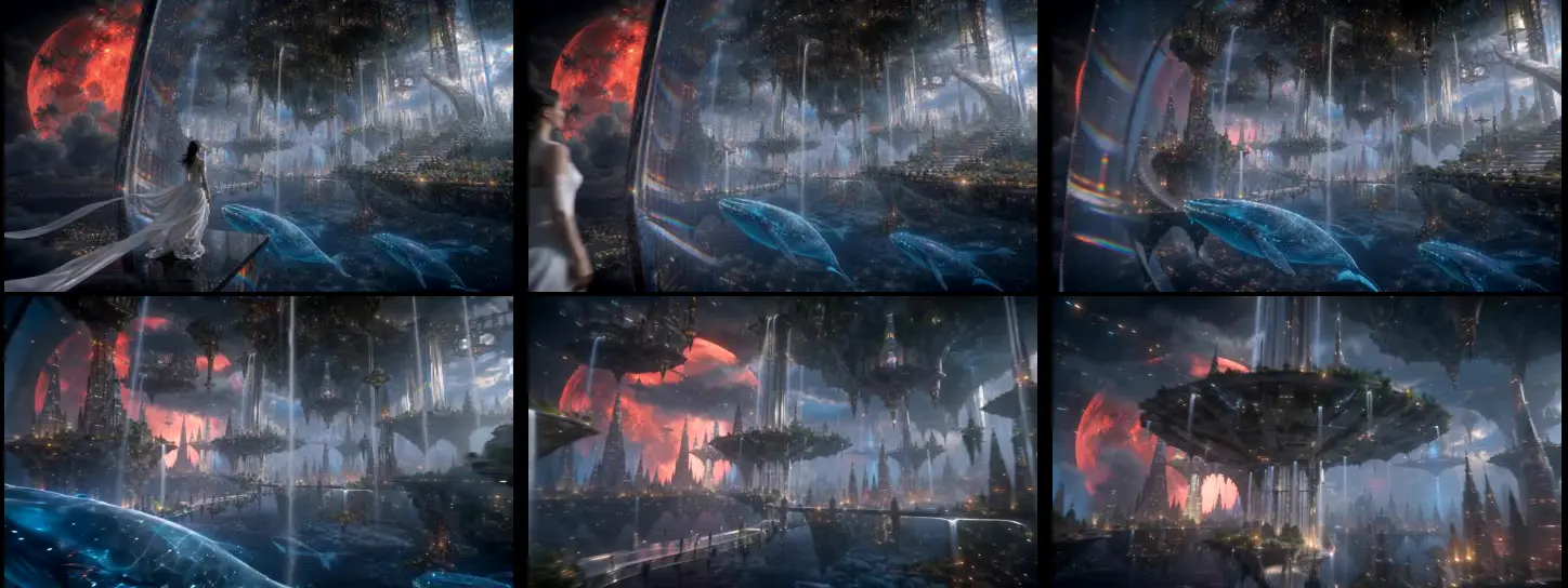 Six frames from the Seedance 2 Fast clip, in order from left to right and top to bottom