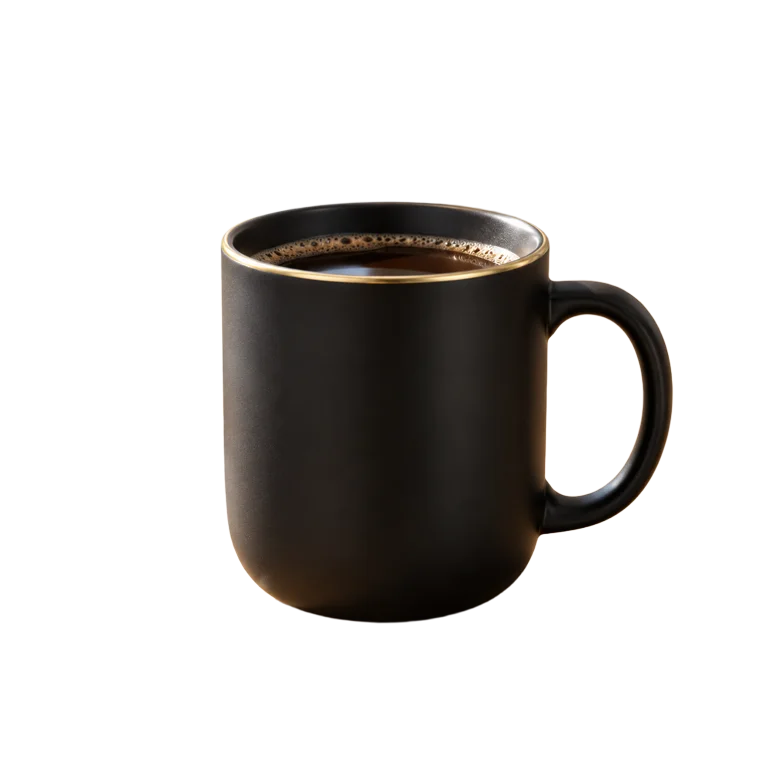 The same mug cut out on a transparent background, with the handle and the gold rim intact.