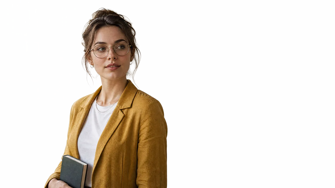 The woman alone on a transparent background
