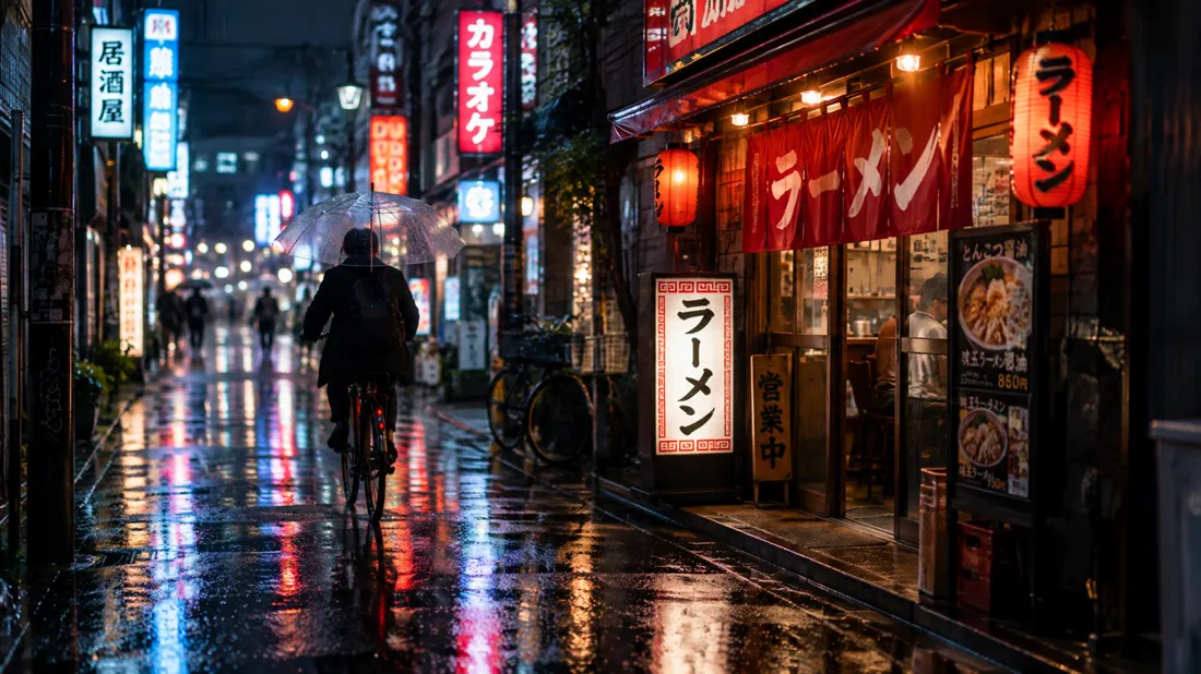 GPT Image 2.5 Flare の結果：「雨の夜の通り」