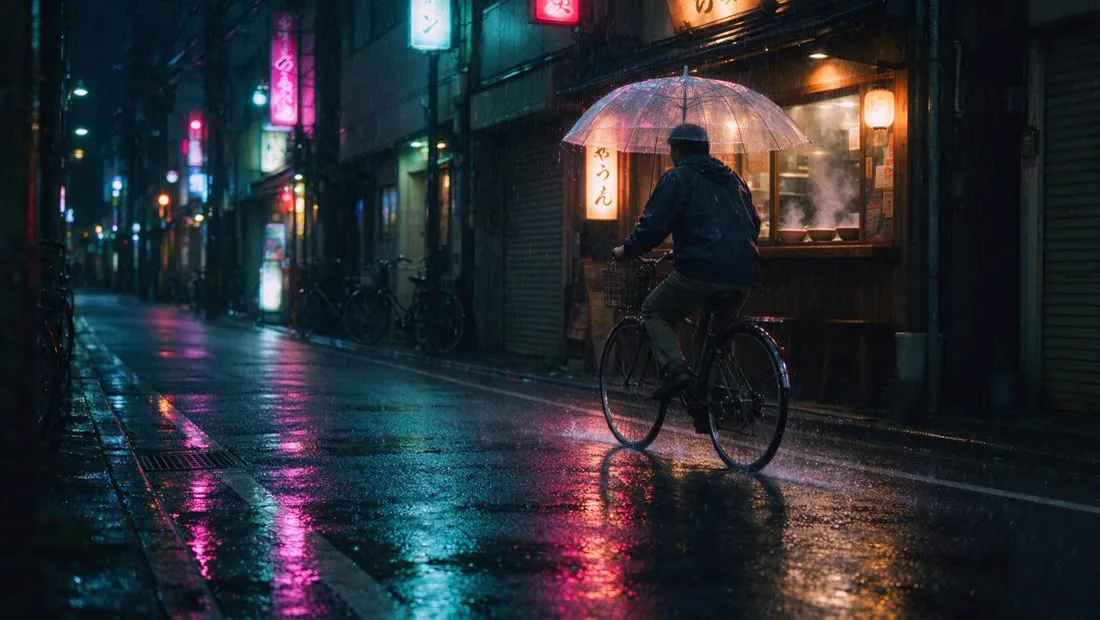 Seedream 5 Flash の結果：「雨の夜の通り」